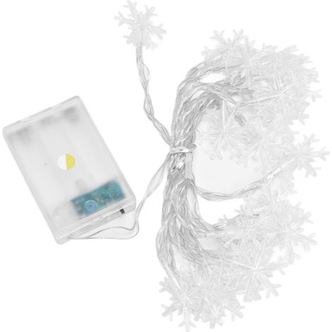 Guirlande lumineuse LED flocons de neige, 20 LED, à piles, pour les fêtes de fin d'année, en intérieur comme en extérieur. (1/5)