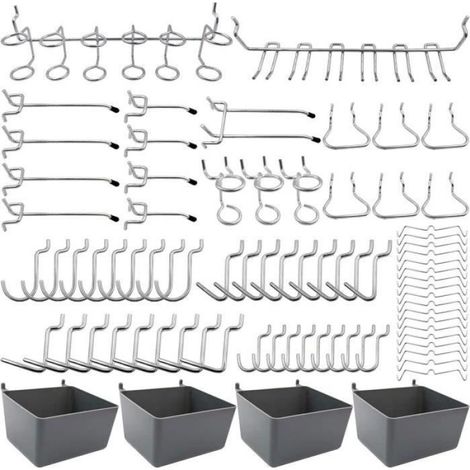Crochets Pour Panneaux Perforés - 80 Pièces - Compatible 3 mm et 6 mm - Espacement 25 mm - Atelier Garage Salle de stockage (1/4)