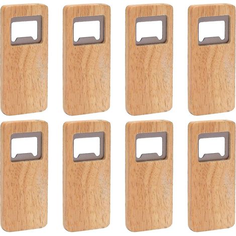 Set mit 8 Flaschenöffnern aus Holz, Korkenziehern aus Edelstahl, Holzgriffen, quadratischen Flaschenöffnern für Bar und Küche A- (1/5)