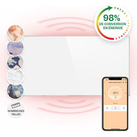 Klarstein – Radiateur infrarouge mural 720W – Panneau chauffant extra plat – Contrôle via application – Norme IP24 – Pour salle de bain (1/5)
