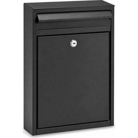 Boîte aux Lettres Murale Acier avec Serrure Noir 30 cm (1/5)