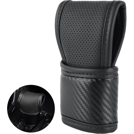 Leather Car Gear Shift Knob Cover Shift Lever Cover Universal Dustproof Gear Shift Cover for Cars, SUVs, Trucks (Black) (1/5)