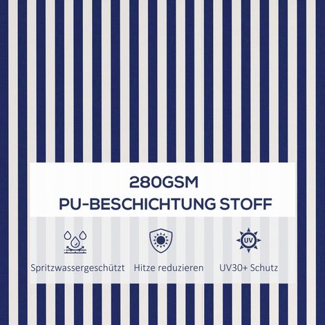 Store Balkonmarkise 4x3m Wandmontage mit Handkurbel, Sonnenschutz aus Aluminium, Blau und Weiß, Terrassenüberdachung (1/5)