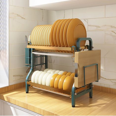 Égouttoir à vaisselle, support de rangement pour bols, baguettes, couteaux et fourchettes dans la cuisine. (1/5)