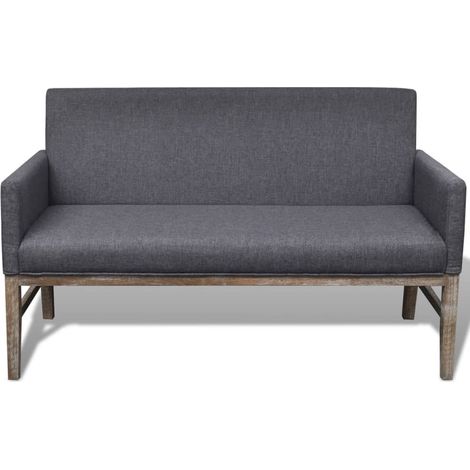 Banco con cojín acolchado 140 cm tela de caucho gris oscuro 020019702