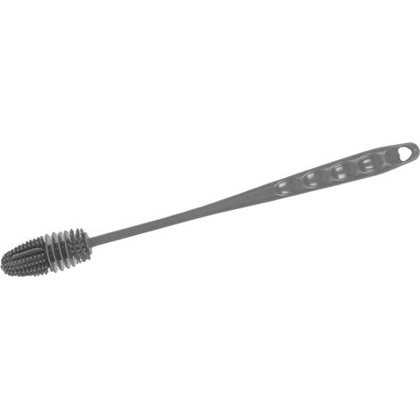 Silikon-Babyflaschenbürste, robust, langer Griff, Reinigungsbürste für Babyflaschen zu Hause, Küche und Büro, lang, grau (1/5)