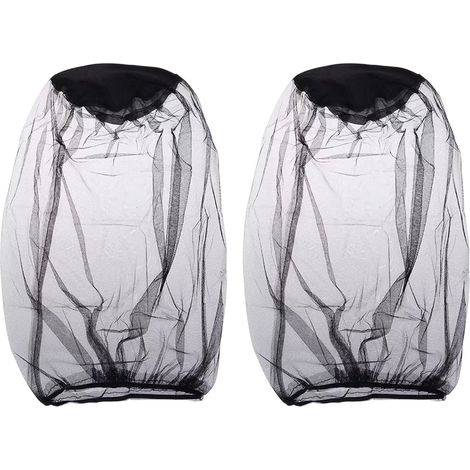 Mosquito Net - Nylon Fine Mesh 0.5 mm - Adjustable Head Cover for Camping Hiking - Black - 2 Pieces (1/5)
