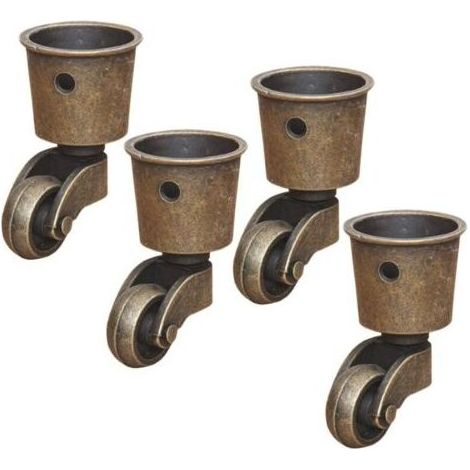 4 roulettes Pivotantes en Laiton Massif, Roulette de Meuble Haut de Gamme, Charge 440 Lbs, pour Canapé Table Basse Piano, avec Vis (1/4)