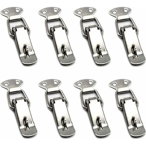 8 Pièces Fermeture a Levier Fermeture à Ressort Loquet Bascule en Acier Inoxydable Pour Coffre à Outils,Tiroir,Armoire et Coffre - Silver (1/5)