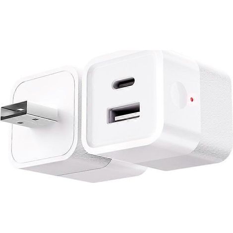 Adaptateur secteur USB WiFi sans fil MG-SPQ100 vers USB + Type-C, compatible avec l'application Tuya Smart et doté d'un interrupteur de charge à distance (blanc). (1/5)