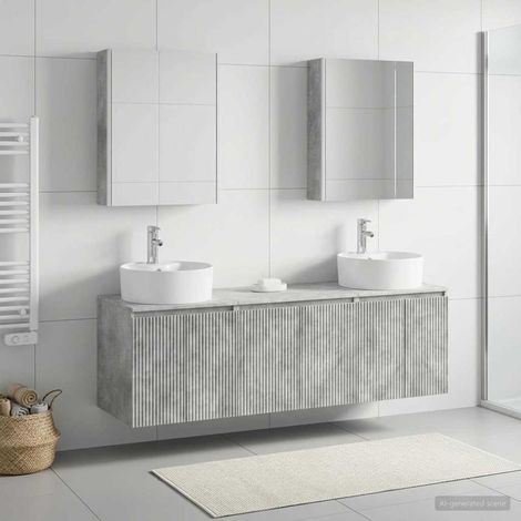 vidaXL Bathroom Cabinet Set 5 pcs Concrete Grey Engineered Wood (1/5)