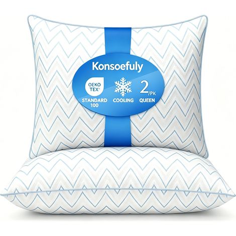 Lot de 2 Oreillers 50x70 cm, Fibres Polyester 7D premium, Taie Refroidissante Performante, Texture Douce, Hypoallergénique, Pour un Sommeil Sain