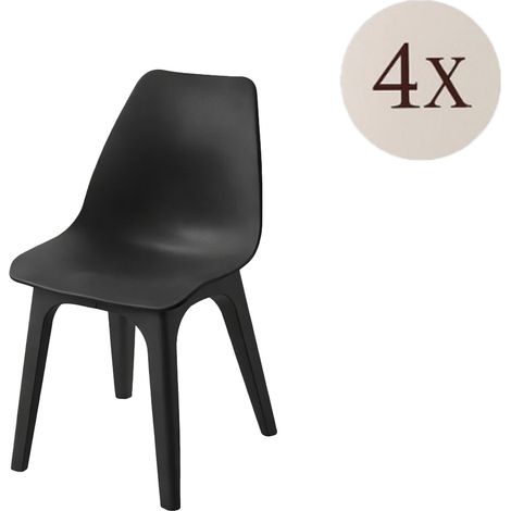 Silla de Exterior Montivilla, 4 Sillas, Soporta 120 kg, Hecho en Italia, Tono Antracita, Negro Antracita