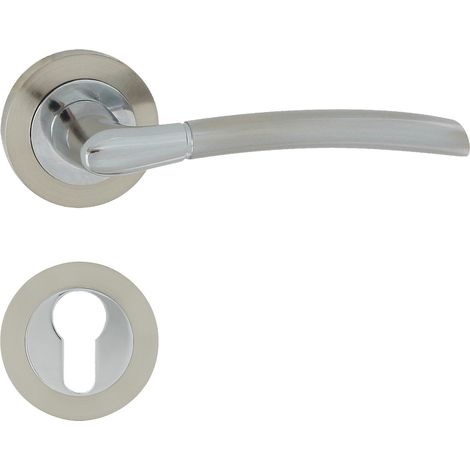 DOMINO Poignée de porte PRESTO-R M6/M9 PZ Poignée avec plaque PZ pour cylindre profilé Chrome/nickel brillant (1/5)
