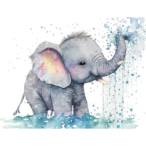 Papier peint panoramique Enfants - Éléphant - 130 cm x 84 cm (1/2)