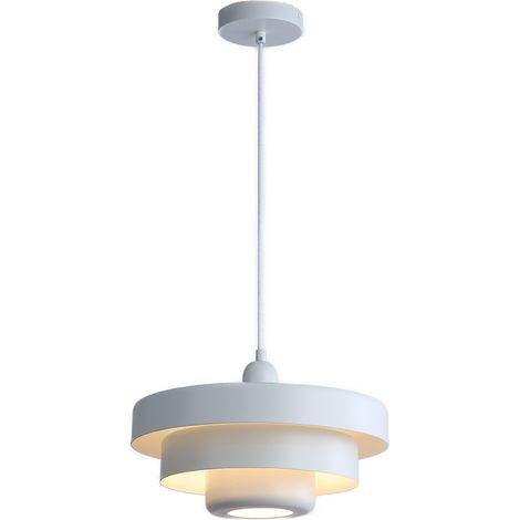 ALPINALUZ  Lámpara colgante mid-century, metalico blanca, 1 luz, pantalla de 3 capas "HELIAS", E27, D350mm. (1/5)
