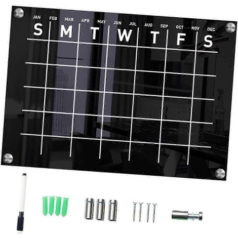 Tableau magnétique 25-26 pouces (64-66 cm) pour mémos, tableau effaçable à sec, mini-tableaux blancs pour étudiants, grand format, en acrylique noir. (1/4)