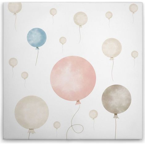 Leinwandbild Ballons Rosa Blau Beige M1-No.50579 - Kunstdruck auf Leinwand in Beige Blau - Wandbild 30 x 30 cm (1/5)