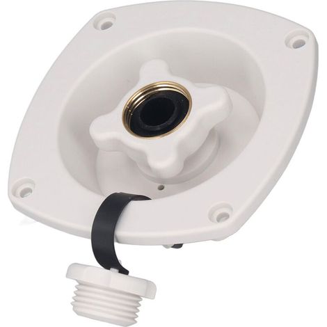 Presa d'acqua di rete per camper, pulsante di facile presa, ampia applicazione, a prova di perdite, presa d'acqua a parete per roulotte (bianco) A (1/4)