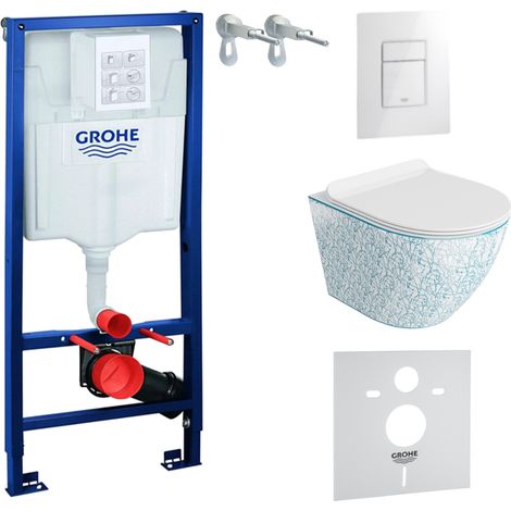 GROHE WC Set mit Vorwandelement, Wand-WC und Spülknopf (1/5)