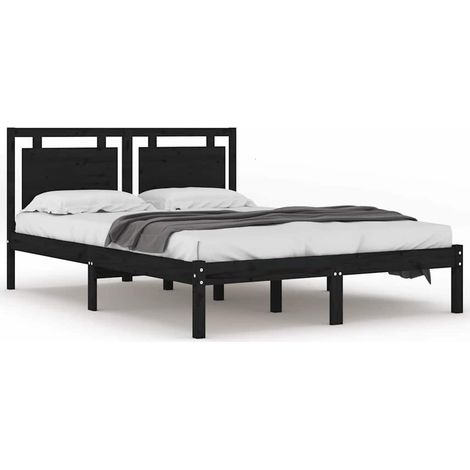 Maison Exclusive - Massivholzbett Schwarz 200x200 cm (1/5)