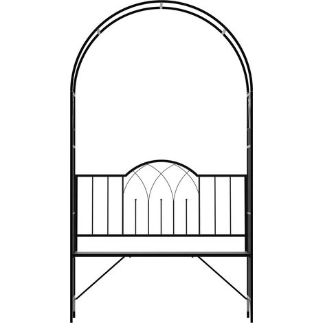 Rosenbogen aus Metall Rankhilfe für Kletterpflanzen Gartenbogen mit Bank Spitze Torbogen Rankbogen für Rosen Bögen Rankgitter Rosenhilfe für Garten 115 x 59 x 203 cm Schwarz