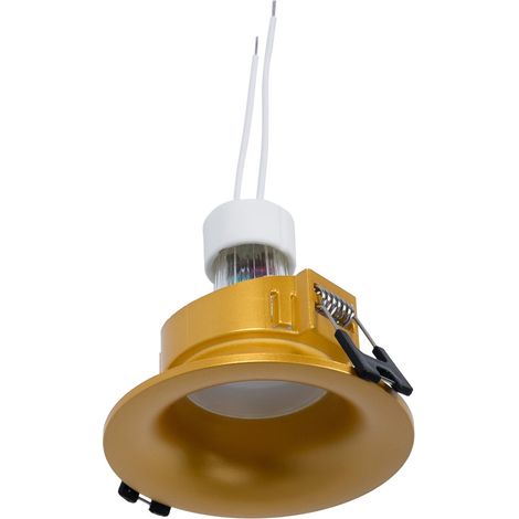 KIT Aro Empotrable Ø86mm (dorado) + Bombilla GU10 5,4W + - Blanco Frío
