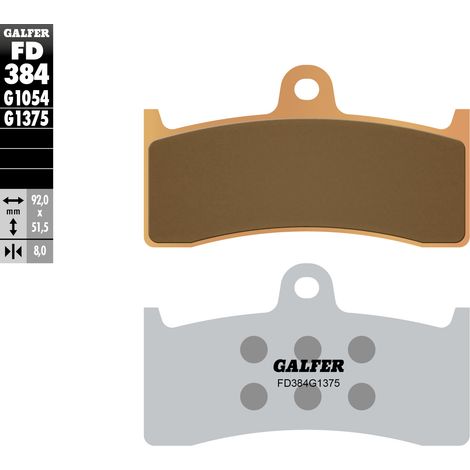Pastillas de freno Galfer KH424 de metal sinterizado (dorado) Sport