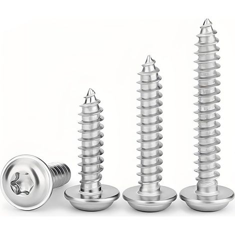M4 x (10-30mm) Vis Autotaraudeuses Torx - Acier Inoxydable A2 V2A Vis à Bois à Tête Ronde avec Rondelle Filetage Complet, M4 x 16mm (20 Pièces) (1/5)
