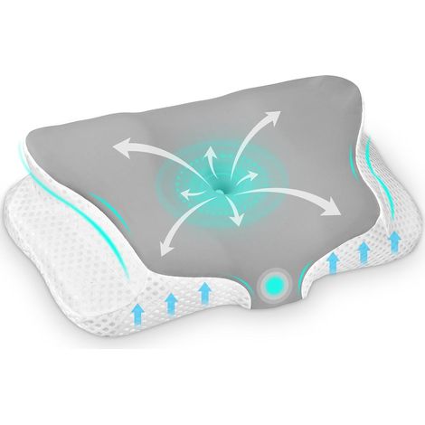 Oreiller Ergonomique Cervical Memoire Forme, Oreiller Ergonomique à Mémoire de Forme pour Les Dormeurs sur Le côté, Le Dos et Le Ventre (Gris) (1/5)