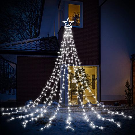 LED Lichterkette Außen Weiß 3.5 M 350 LED Weihnachtsbeleuchtung Aussen Strom lichterketten mit 8 Leuchtmodi, Wasserdicht für Party, Garten, Baum, Weihnachten Deko [Energieklasse G]