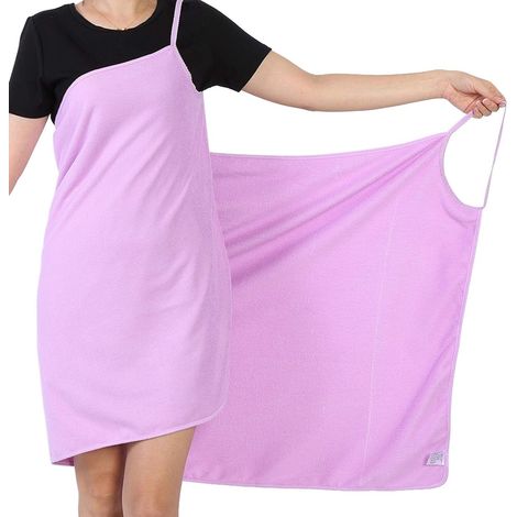 Robe Serviette, Peignoir Salle de Bain, Robe Serviette de Bain Femme, Baignoire Serviette de Bain, Jupe de Bain Absorbant l'eau des Femmes, Wearable Jupe Wrap, pour Spa Beach Sauna (Violet) (1/5)
