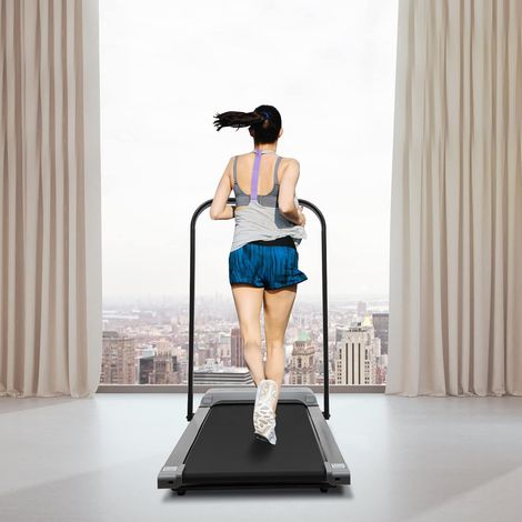 2-in1 Klappbar Laufband 3.0HP Elektrisches Laufband mit Fernbedienung und LED-Anzeige 6km/h Unter Schreibtisch Motorisierte Laufbänder für Haus/Büro Fitness Übung, 100kg/220.46lbs Maximalgewicht, Grau (1/5)