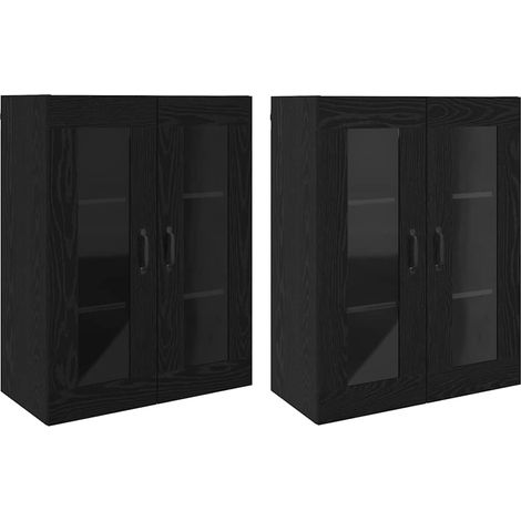 2 pcs Buffet，Bahut， Armoires Murailles Chêne noir 69,5 x 34 x 90 cm CFW74546 (1/5)