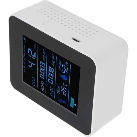 Détecteur de CO2 Intelligent Bluetooth : Capteur de Température, Humidité et Qualité d'Air pour Intérieur (Blanc) (1/5)
