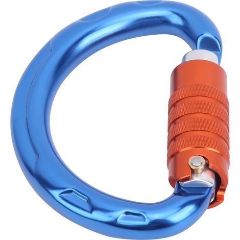Mousqueton d'escalade à verrouillage automatique en aluminium, forme D pour via ferrata et randonnée (Bleu) (1/5)