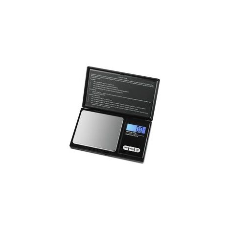 Balance de poche précision 200 g / 0,01 g, écran LCD, fonction tare, acier inoxydable, noir – (1/5)
