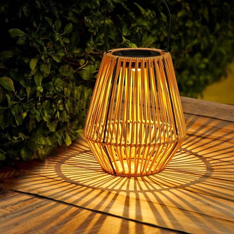 Solarlaterne für den Außenbereich, Solarlaternen aus Rattan, Bohemian-Stil, zum Aufhängen/Stehen, Solarleuchten für Balkon, Terrasse, Garten (1/5)