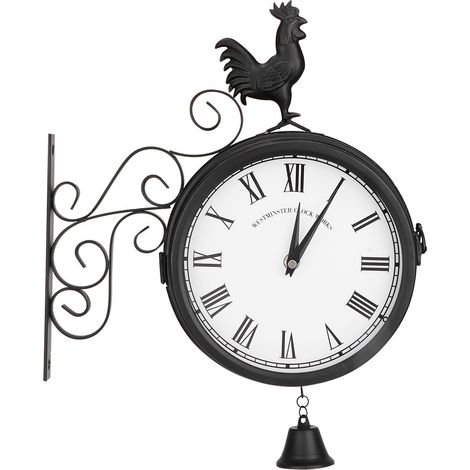 Horloge murale moderne en forme de coq noir pour la décoration de la maison, du jardin, du bureau et de la chambre. (1/5)