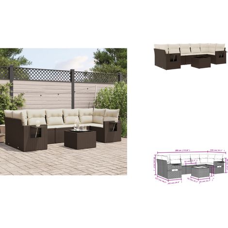 8-tlg. Garten-Sofagarnitur mit Kissen Braun Poly Rattan - Garten Sofagarnitur - Garten Sofagarnituren - Outdoor Sofagarnitur - Sofagarnitur Terrasse