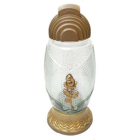 Elegante candela decorativa dorata da cappella con vetro decorativo (1/4)