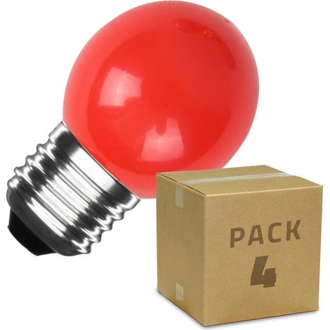 Pack 4 Lampadine LED E27 3W 300 lm G45 Rossa Rosso