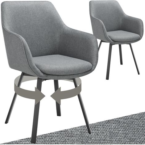 Lot 2 Fauteuils pivotants rembourrés avec accoudoirs et dossier gris