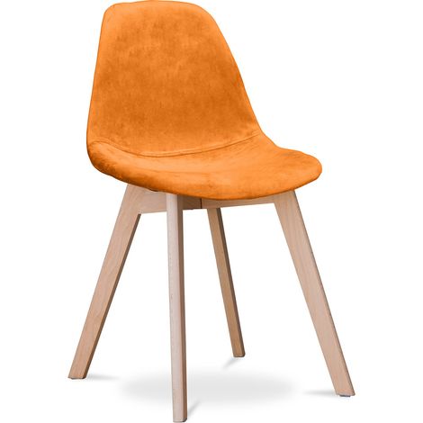 Gepolsterter Esszimmerstuhl mit Stoffbezug - Skandinavischer Stil - Denisse Orange