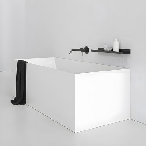 SQUARE 150 - Baignoire ilot en Solid Surface 150 x 68 x 58(h) cm (1/5)