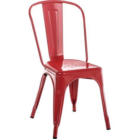Sedia impilabile in stile industriale in metallo rosso CDS101112
