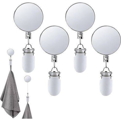 Ganci adesivi per asciugamani (set da 4) con sistema di ritorno automatico e cordino retrattile da 65 cm. Non è necessaria la foratura. Ideali per strofinacci, panni, chiavi, bagni, ristoranti e cucin (1/5)