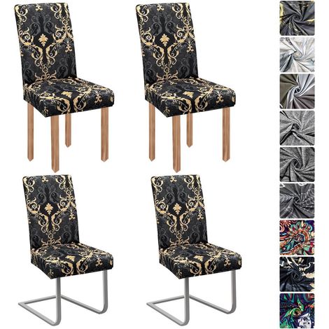 Housses de chaise extensibles motif classique lot de 4 pièces (1/5)