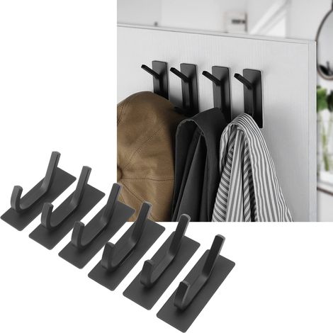 Schwarze Edelstahl-Klebehaken, kein Bohren erforderlich, kleine Wandhaken für Handtücher, hinterlassen keine Spuren. (1/5)