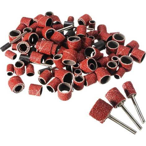 Juego de 102 piezas de tambor de lijado para pulido, juego de husillo de goma para de torneado, anillo de papel de lija pulido amolado (1/5)